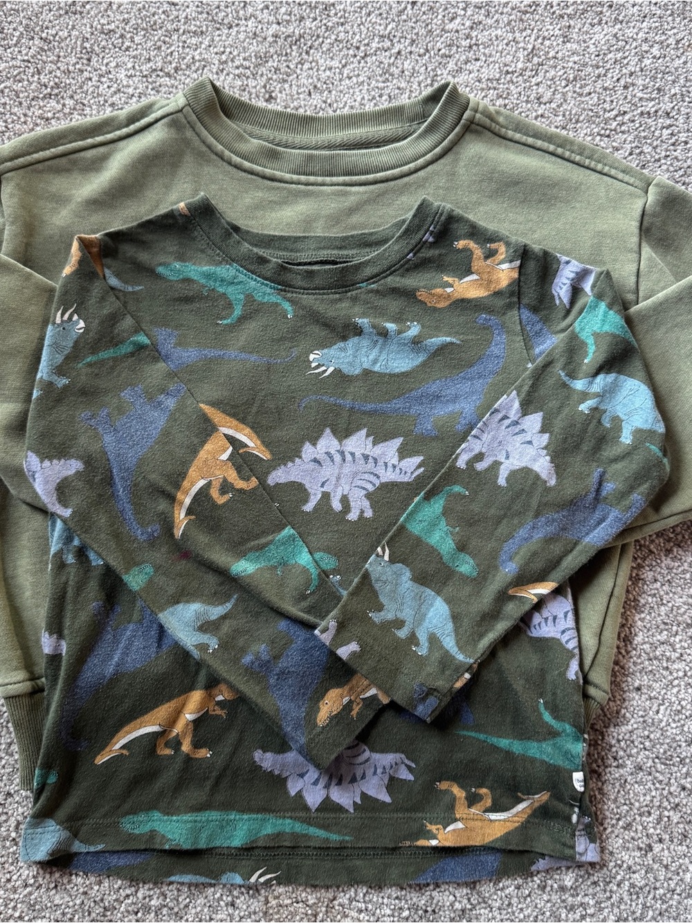 Gap Kids Green Dinosaur Sleeve Shirt and Crew neck